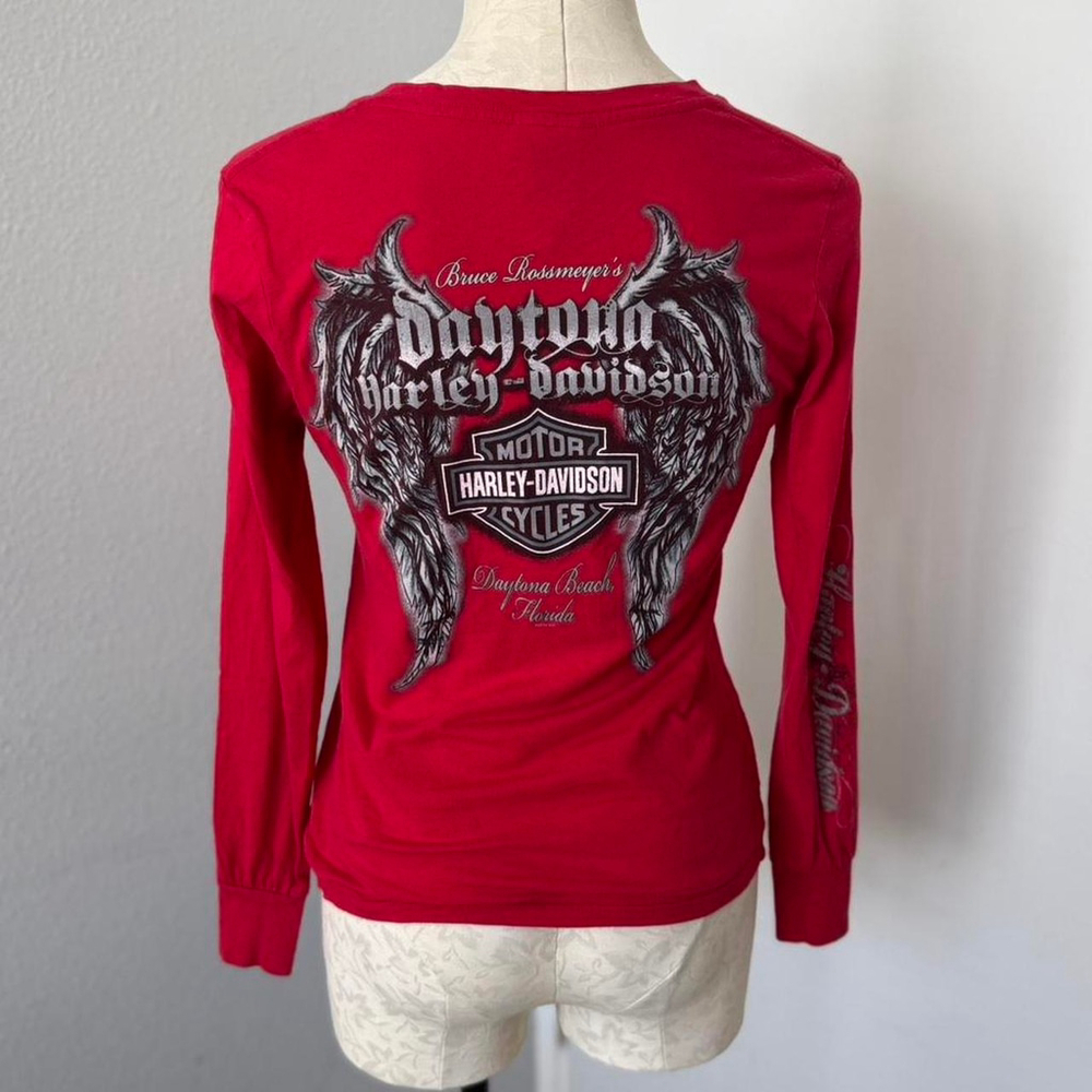 Harley Davidson Red Long Sleeve Daytona Beach, Florida Shirt - Size S